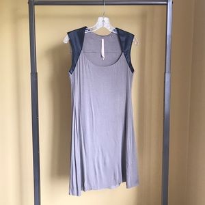 NBW Bailey 44 Leather and Taupe Jersey Knit Dress